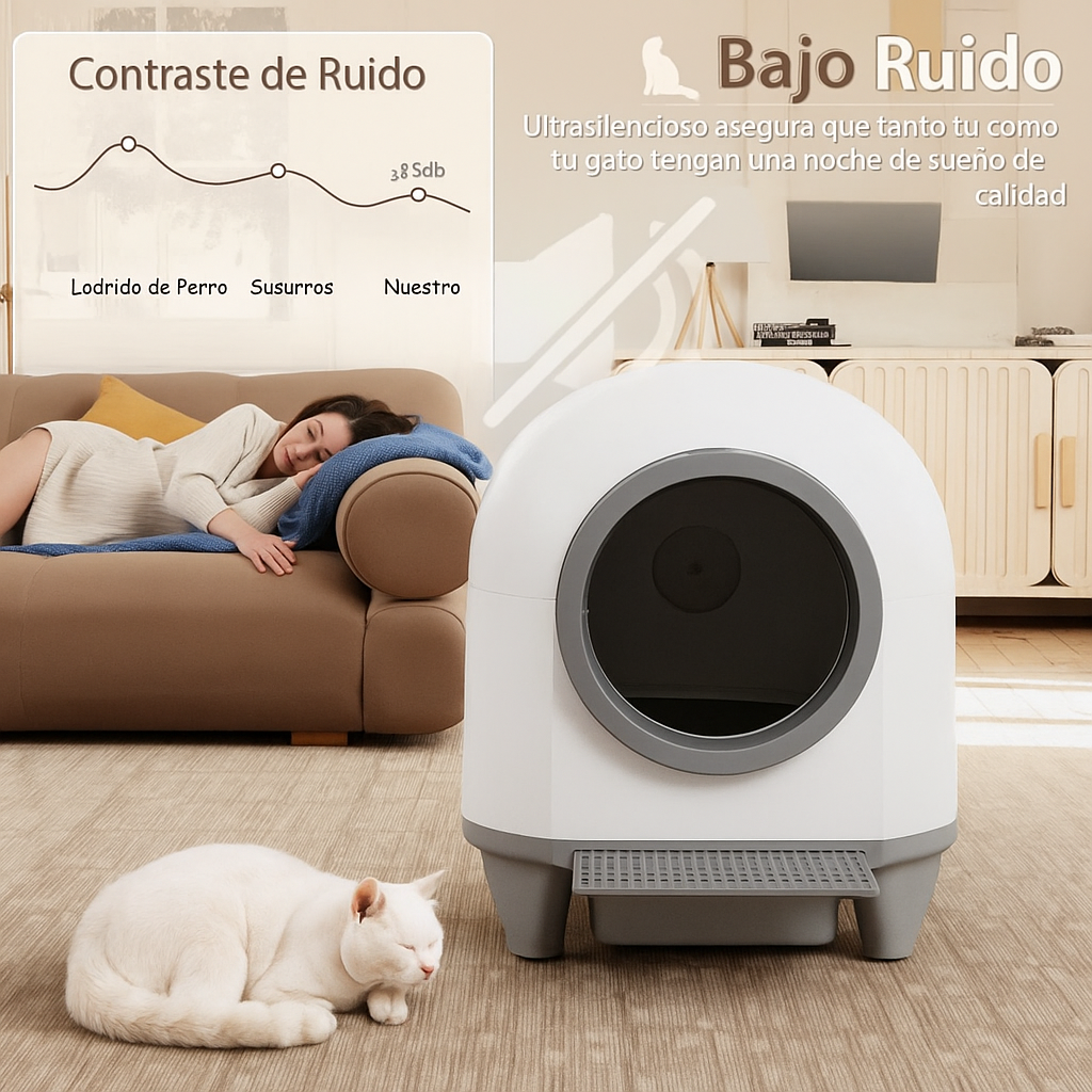 Caja de arena inteligente para gatos Warcat: autolimpiable y sin olores