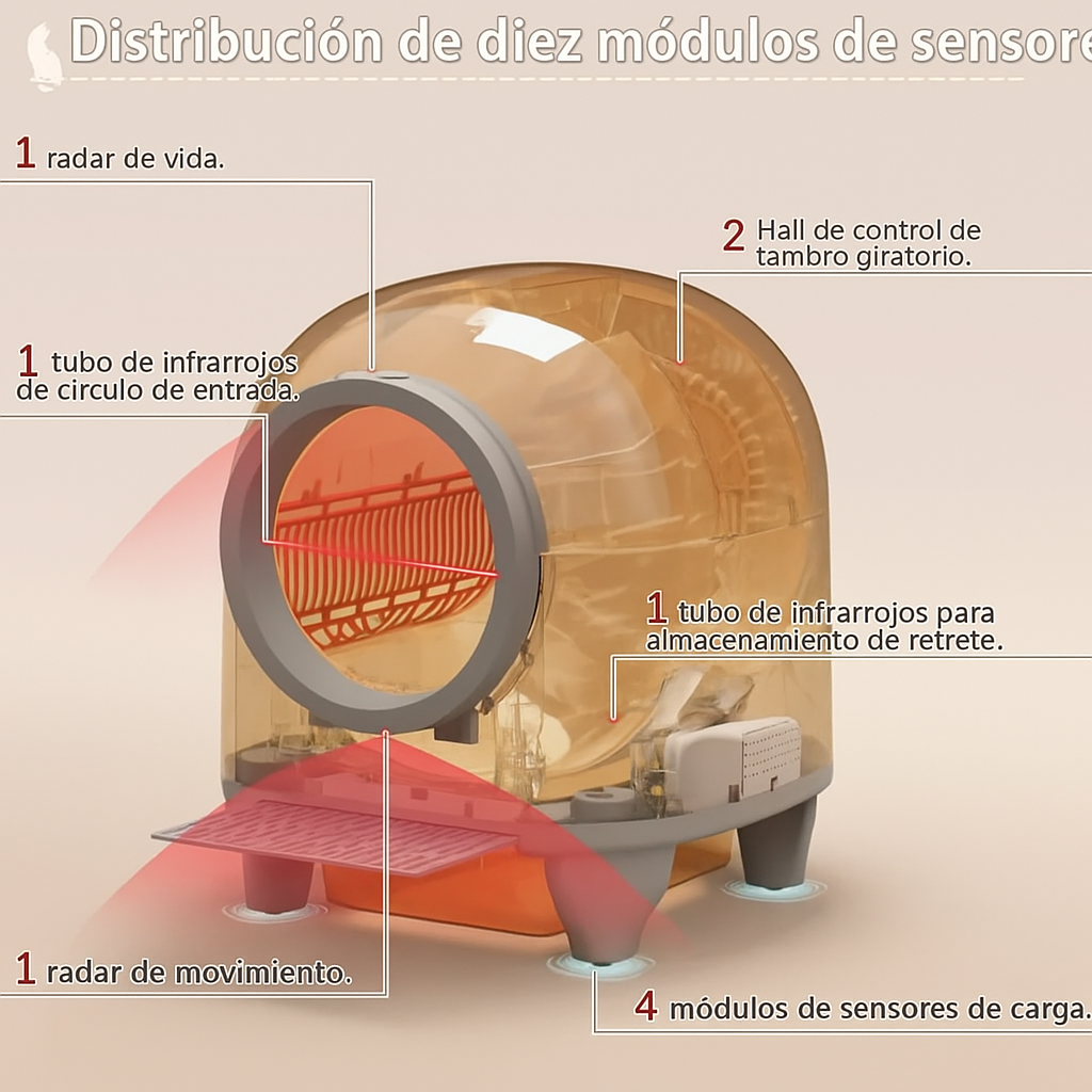 Caja de arena inteligente para gatos Warcat: autolimpiable y sin olores