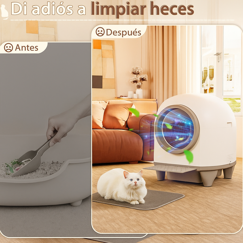 Caja de arena inteligente para gatos Warcat: autolimpiable y sin olores