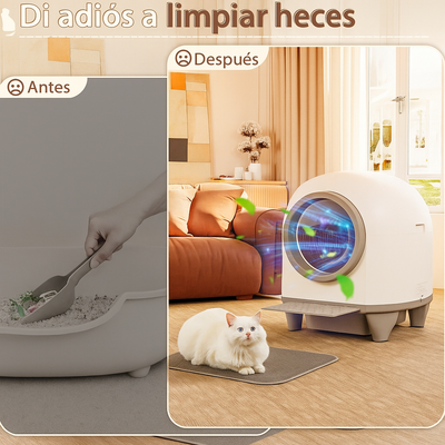 Caja de arena inteligente para gatos Warcat: autolimpiable y sin olores