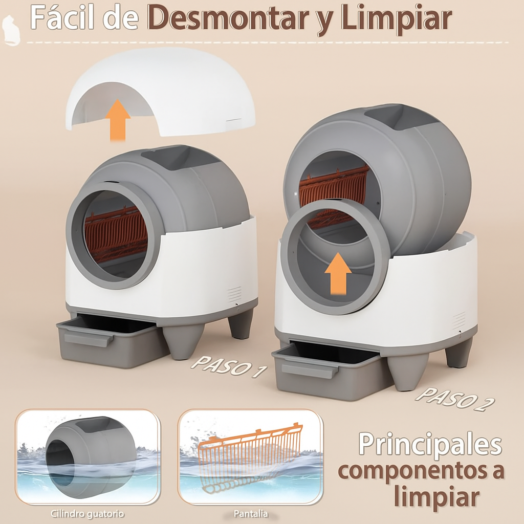Caja de arena inteligente para gatos Warcat: autolimpiable y sin olores